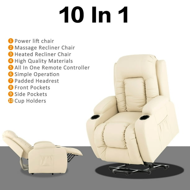mecor Electric Power Lift Chair Recliner Armchair PU Leather Wall