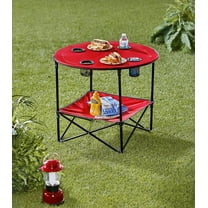 Portable Folding Picnic Table with Bench Storage for Tailgating - Red