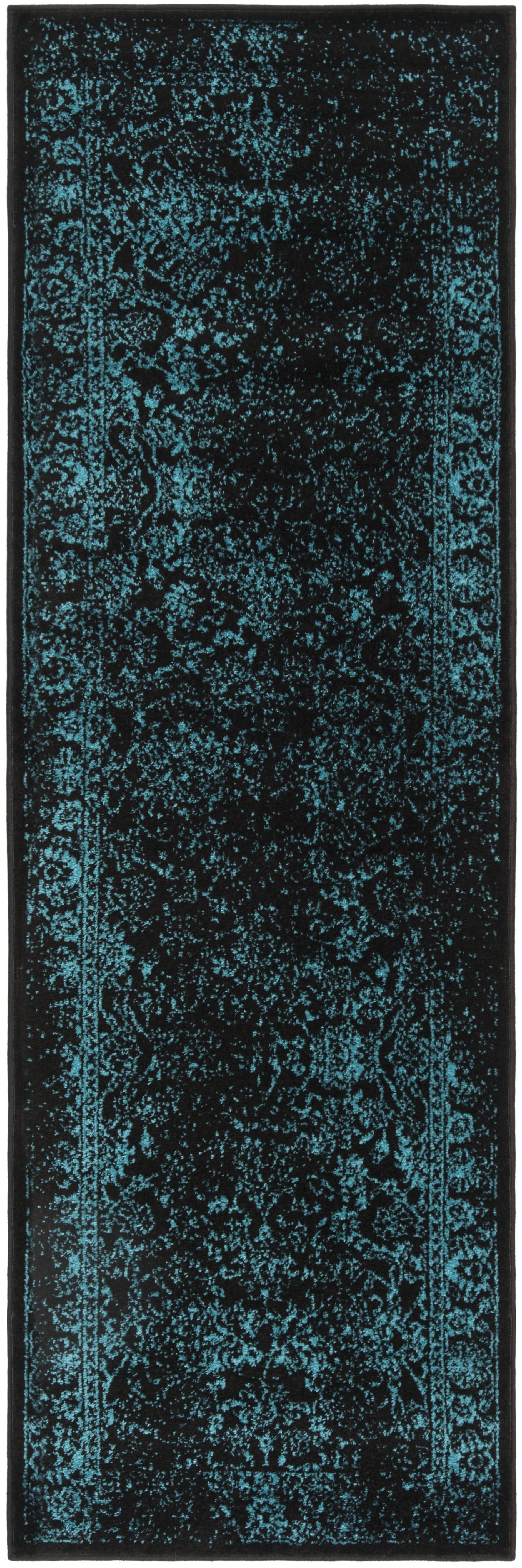 Safavieh Adirondack Wyatt Traditional Distressed Runner Rug, Black/Teal, 2' x 6'