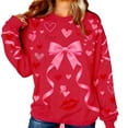 thumbnail image 6 of ClodeEU Womens Valentine's Day Matching Set, Bow and Heart Print Crewneck Sweatshirt For Festival Gift Hot Pink,Womens Plus M, 6 of 8