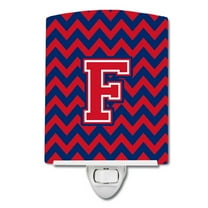 Carolines Treasures CJ1054-FCNL Letter F Chevron Yale Blue and Crimson Ceramic Night Light, 6x4x3", multicolor