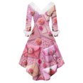 thumbnail image 4 of Valentines Day Dresses for Women V Neck High Low Vintage Valentines Day Costumes A-Line Swing Holiday Cocktail Dress Vermilion XL, 4 of 5