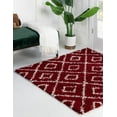 thumbnail image 4 of Unique Loom Trellis Shag Collection Area Rug - Ruth (10' Square Burgundy Red/Ivory), 4 of 10