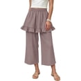 thumbnail image 2 of Tranfacy Girls 1-14 Years Fall Pants Solid Elastic Waist Straight Leg Casual Wide Leg Trousers, 2 of 5