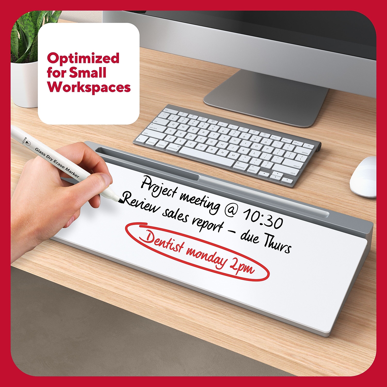 TRU RED Glass Desktop Dry-Erase Whiteboard (TR62579)
