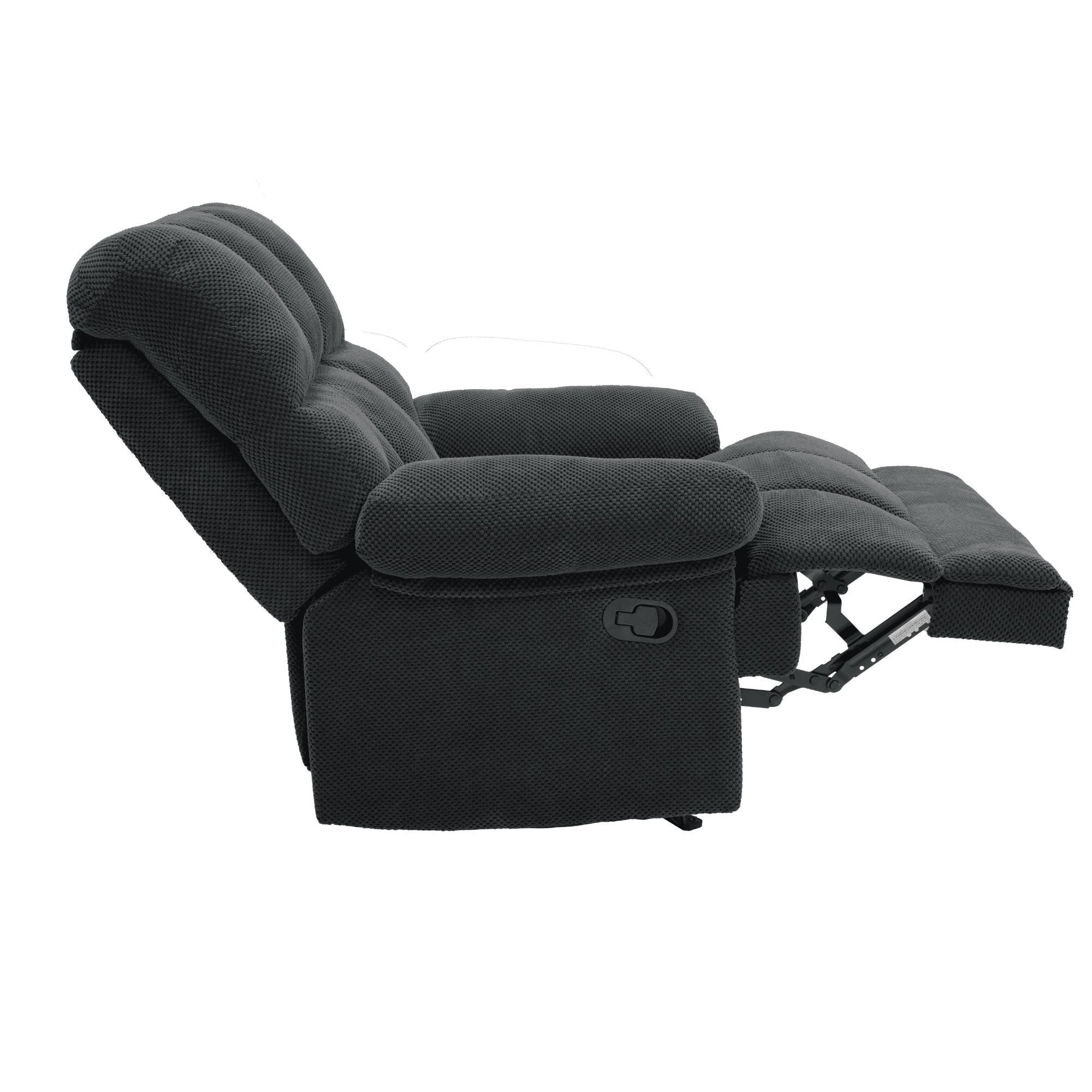 Homy Casa Rocking Recliner Chair, Manual Fabric Recliner with Footrest for Living Room, Dark Gray