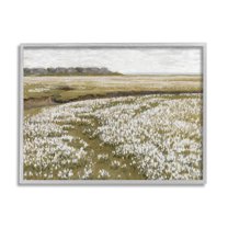 Flower Meadow Landscape Landscape Painting Gray Framed Art Print Wall Art