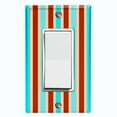 thumbnail image 1 of Metal Light Switch Wall Plate Outlet Cover (Vintage Burgundy Teal Striped Wall - Single Rocker), 1 of 2