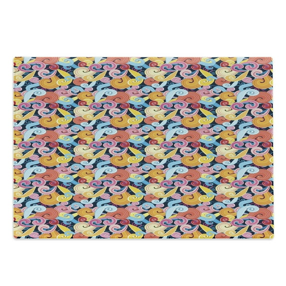 Pastel Cutting Board, Vivid Spiral Tiles Funny Style Contoured Curly Lines Wavy Palette Creative Cartoon, Decorative Tempered Glass Cutting and Serving Board, in 3 Sizes, by Ambesonne