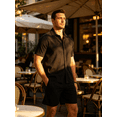 thumbnail image 4 of Zehisen Mens Summer Outfits 2 Piece Beach Shirt Shorts Set Coconut Button Casual Vacation Summer Set Black L, 4 of 7