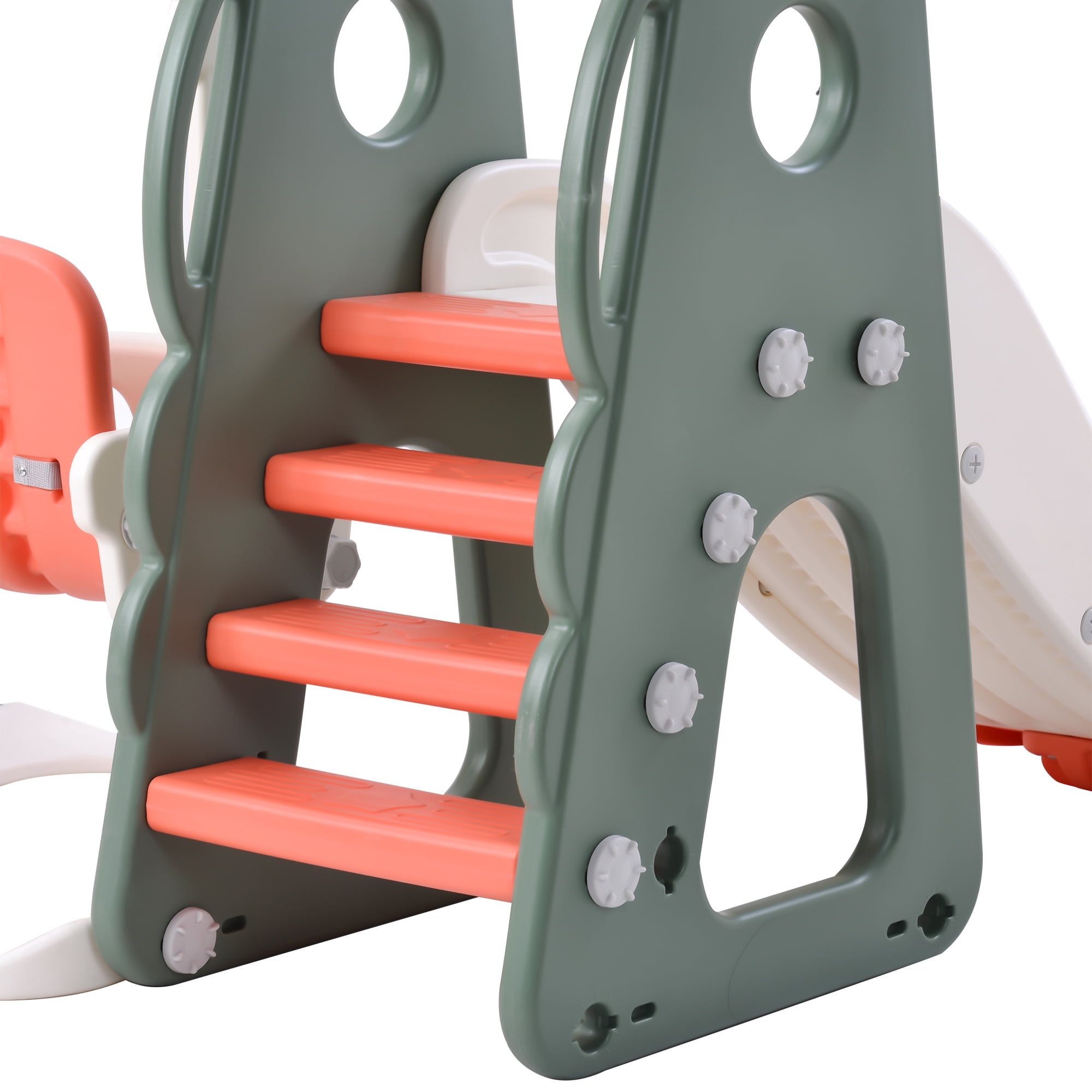 EUROCO 6 in 1 Toddle and Swing Set with Adjustable Swing and Slide Height, Rocket Swing Set with Basketball Stand