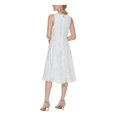 thumbnail image 2 of TOMMY HILFIGER Womens White Lace Zippered Lined Floral Sleeveless V Neck Below The Knee Fit + Flare Dress 10, 2 of 5