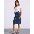thumbnail image 3 of DARING DIVA Women's Button Down Frayed Raw Hem Jean Midi Skirt S Dark Blue, 3 of 6