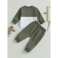thumbnail image 4 of Wassery Toddler Boys Fall Winter Clothes Long Sleeve Crew Neck Contrast Color Sweatshirt Pullover Top Elastic Waist Sweatpants 2Pcs 6M 12M 18M 2T 3T Infant Baby Boys Pants Sets, 4 of 9