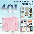 thumbnail image 6 of Large Foldable Mesh Beach Bag for Women & Girls,Sandproof Beach Tote Bag with Zipper Pocket,Mesh Swimming Bag,Toys Pool Bag for Family Beach Trip & Cruise Essentials,Pink, 6 of 8