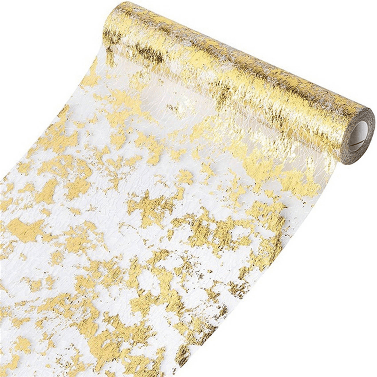 8Pcs Table Runner, Sparkling Polyester Tulle Ribbon Roll with Gold Foil,Birthday Wedding Christmas Decor