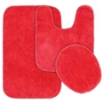 thumbnail image 2 of Gorgeous Home Linen 3pc Bathroom Soft Rug Set Large Rug , Contour Mat, and Toilet Lid Cover Rubber Backing Solid Color Red #6, 2 of 6