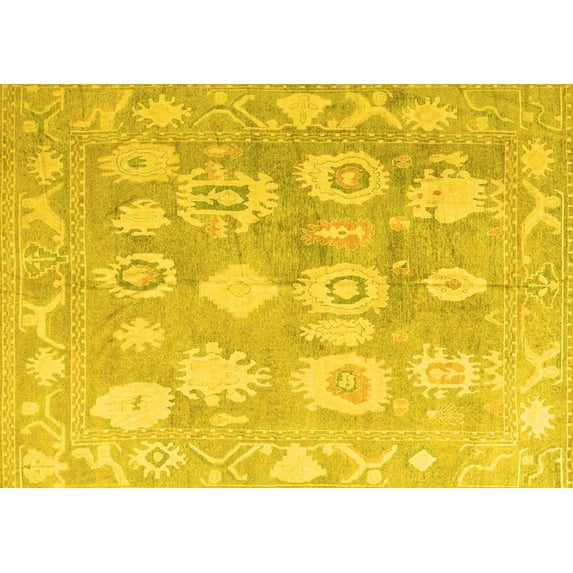 Ahgly Company Indoor Rectangle Abstract Yellow Modern Area Rugs, 7' x 10'