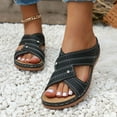 thumbnail image 3 of Dakaela Womens Fashion Orthotic Slides Ladies Slip on Summer Sandals Thick Cushion Slippers Navy 8, 3 of 5