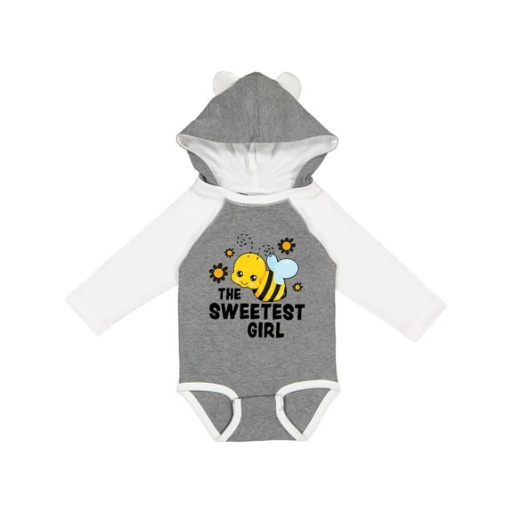 Inktastic The Sweetest Girl with Bee and Honey Combs Boys or Girls Long Sleeve Baby Bodysuit
