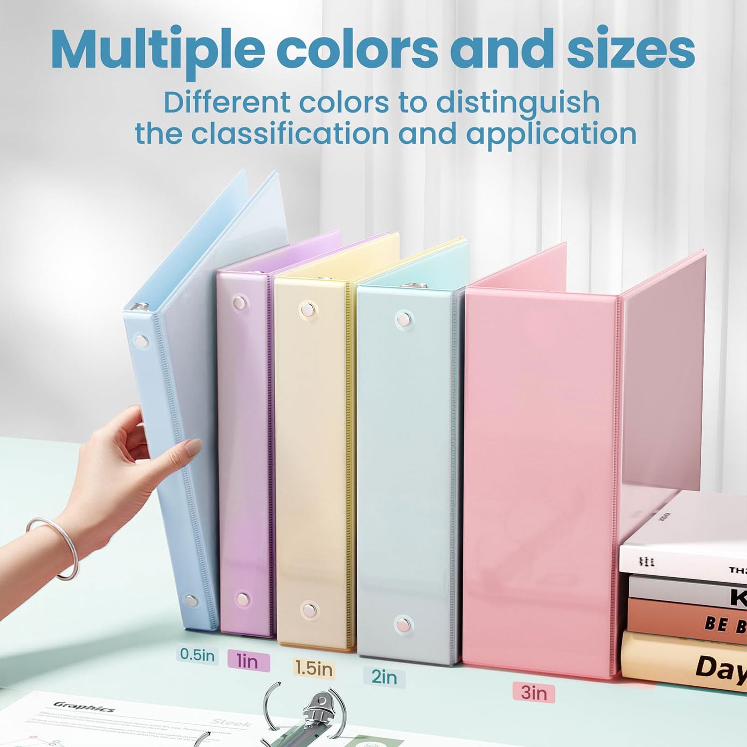 2 Inch Binders,3 Ring Binder 2 Inch Clearview Round Ring Holds 450 Sheets of Letter Size Paper for School,Recipe,4-Pack Assorted Color Organizer Notebook Binders