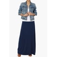 thumbnail image 6 of TheMogan Women's Casual Lounge Solid Foldable High Waist Draped Jersey Relaxed Long Maxi Skirt Light Navy L, 6 of 7