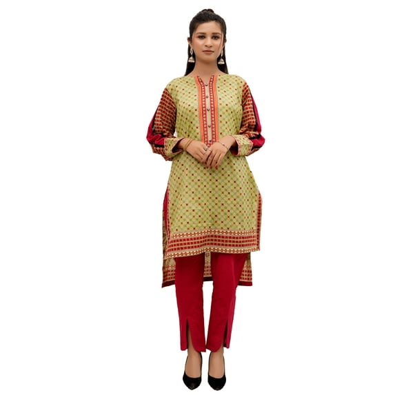 Indian Kurta Set for Women: Cotton Fabric, Casual & Festive, 2-Piece Printed Kurta, Office Wear Plus Size M-3XL