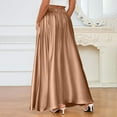 thumbnail image 6 of KDDYLITQ Womens Satin Skirts a Line Solid Color Maxi Skirt Silk High Waisted Casual Long Skirts Holiday Trendy Skirt with Pocket Khaki M, 6 of 6