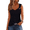 Black, variant on Womens Sleeveless O Ring V Neck Solid Color Tank Tops Hollow Out Summer Shirts Vest