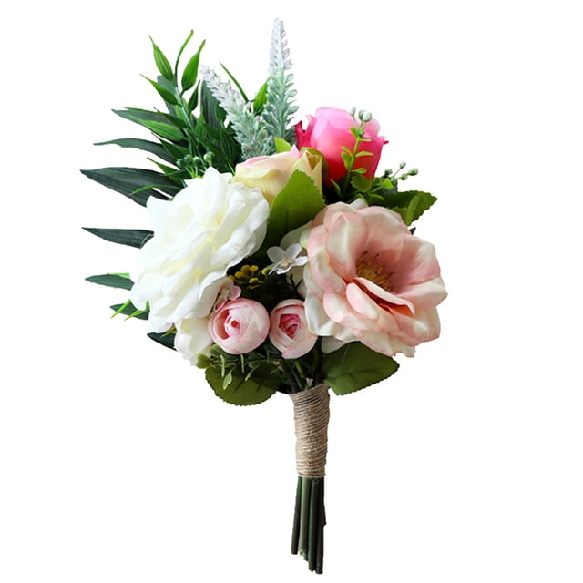 Ramo de flores artificiales Decoración de flores falsas para silla Herramienta de decoración de plantas de boda en casa Yuarrent HA8199-04B
