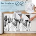thumbnail image 5 of Tulip Black White Cabinet Curtains 28"W x 51"L,Dustproof Sink Skirt Curtain for Kitchen Bathroom,Spring Floral Botanical Bloom Adhesive Desk Skirt Privacy Curtains for Pantry Classroom Office Closet, 5 of 8