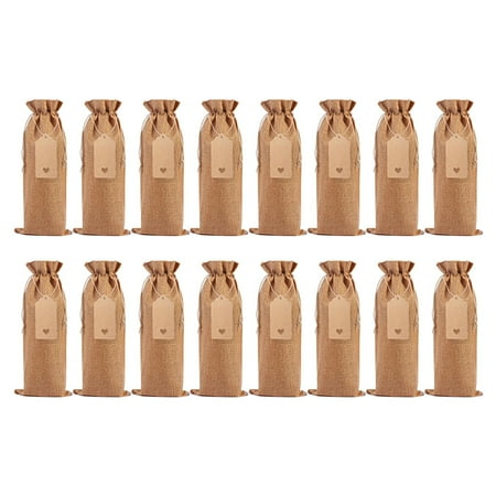 

16PC Linen Wine Bottle Bag Set Wine Bottle Sleeve Linen Tag Red Wine Packaging Bag