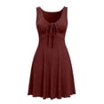 thumbnail image 5 of Bxsruta Womens Tank Dress Casual Summer Sundress Tie Front Flared Mini Dress, 5 of 8
