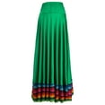 thumbnail image 2 of Yanarno Women Layers Long Full Skirt for Spanish Flamenco Belly Dance Mexico Ballet Folklorico Green 87cm 5XL, 2 of 3