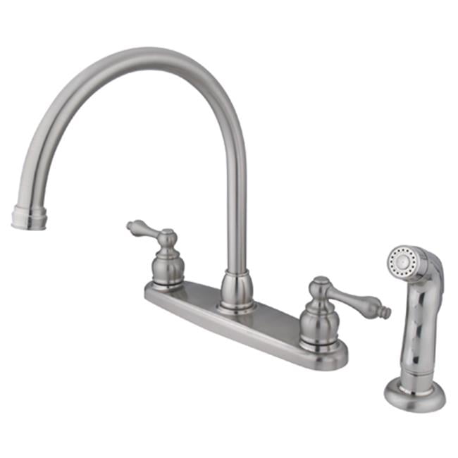 Goose Neck Kitchen Faucet With Side Sprayer Satin Nickel Finish