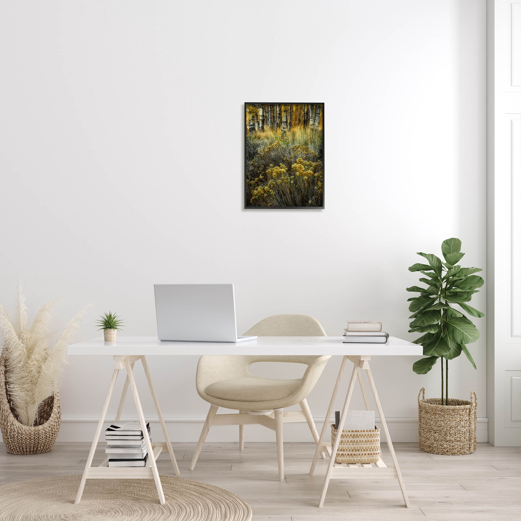 Stupell Industries Woodland Wildlife Plants Yellow Blossoms Photograph Black Framed Art Print Wall Art, Design by David Lorenz