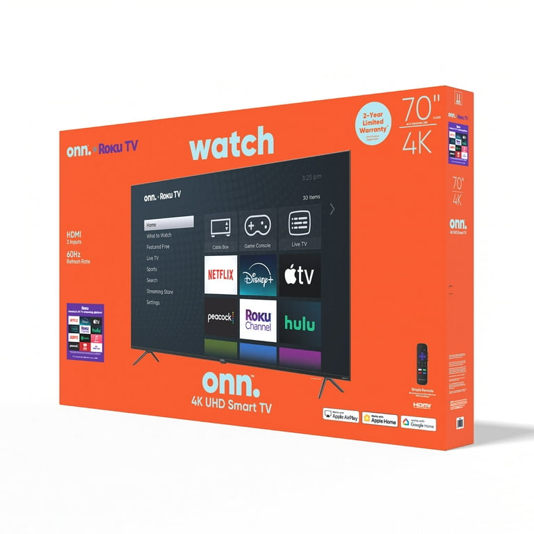 onn 70” Class 4K UHD Roku Smart Television, 100012588 - Walmart.com