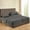 Elephant Grey (Stripe), variant on 600-Thread Count Egyptian Cotton 5-Piece Split Queen Sheet Set, 7-9" Inch Deep Pocket, Split Queen Size, Black Solid