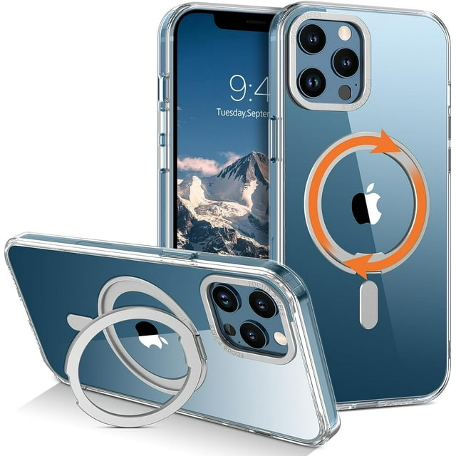 Bague Rotative à 360° pour Étui iPhone 12 Pro Max avec Support, Étui Magnétique iPhone 12 Pro Max Compatible