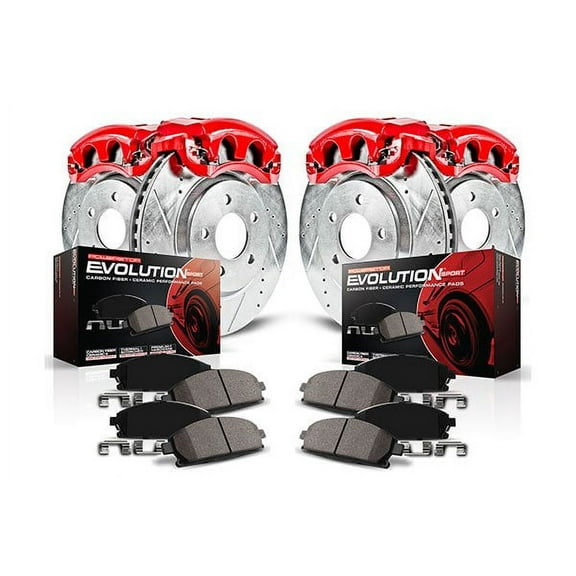 PowerStop Front and Rear Z23 Evolution Sport Brake Pad and Rotor Kit with Red Powder Coated Calipers Fits: SUBARU Select Models KC1121