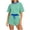 Green #002, variant on Womens Lounge 2 Piece Sets Summer Striped Matching Pajamas Set Short Sleeve Oversized T Shirts & Drawstring Shorts L