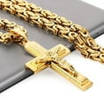 thumbnail image 2 of Orthodox Crucifix Jesus Christ Cross Pendant Necklace 14K Yellow Gold Byzantine Chain Necklaces Jewelry for Men, 2 of 11