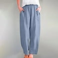 thumbnail image 2 of Yubnlvae 2025 Cotton Casual Pants - Spring/Autumn Women's Trousers (Outer Pockets, Leg-Lengthening Fit) Light blue XL, 2 of 8