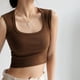 thumbnail image 1 of Camisola de algodón tejida con tirantes anchos para cubrir el pecho, prenda exterior sin mangas de verano para mujer, top ajustado para chica sexy, 1 of 6