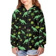 thumbnail image 5 of chaqlin Dinosaur Hoodies for Girls Boys Size 6-7 Trendy Y2K Full-Zip Sweatshirts Kids Hooded Coat Fall Winter Long Sleeve Jacket with Pockets, 5 of 7