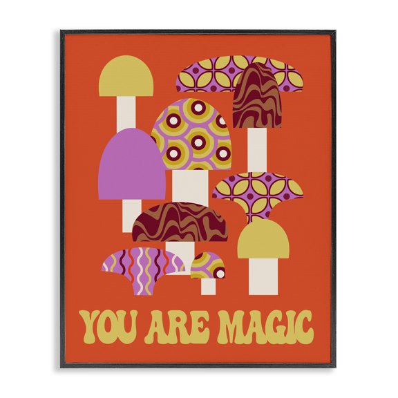 Stupell Industries Modern You Are Magic Mushrooms Black Framed Giclee Art, 24 x 30, by Lil' Rue
