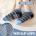 thumbnail image 3 of 9 Pairs Baby Boys Grips Ankle Socks Kids Toddlers Infants Anti Slip Non Skid Funny Cartoon Crew Breathable Cotton Socks, 3 of 5