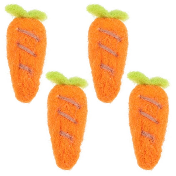 4 piezas de adornos de zanahoria de dibujos animados, guirnalda de zanahorias de fieltro, accesorio para hacer tú mismo, broche de horquilla, material