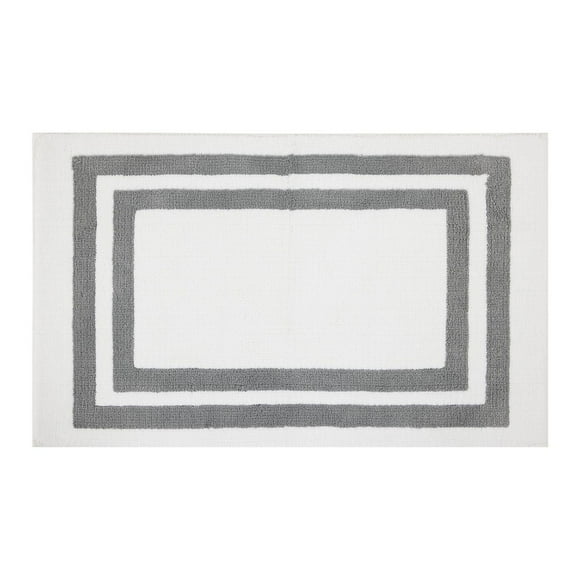 hometrends Grey and White Double Racetrack 2 Piece Bath Rug Set