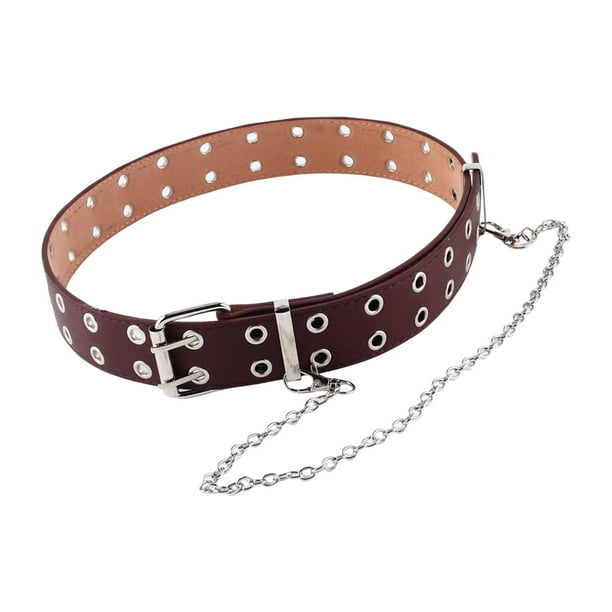Cinturón de moda Correa de cintura Agujero de ojales dobles, Decorativo, Hebilla, con cadena, Cintura de con todo para Casual Biker , marrón Hugo Cinturón